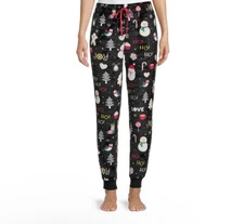 Secret Treasures Womens Size XL Christmas Sleep Jogger Black Plush Pants NWT