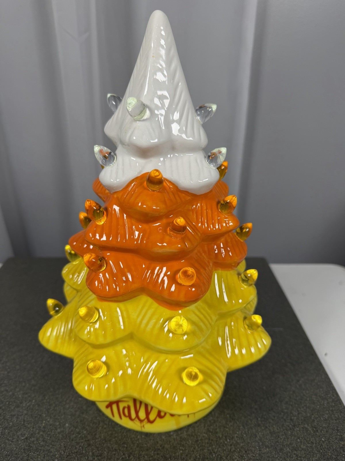 Mr. Christmas Halloween Candy Corn Ceramic Tree With Lights 12.5”