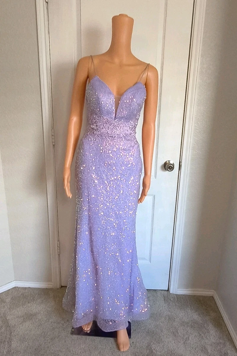 chinese dress ladies Strapless Plunge Embroidered Tulle Mermaid Dress Missy / 16 / Periwinkle main image 0
