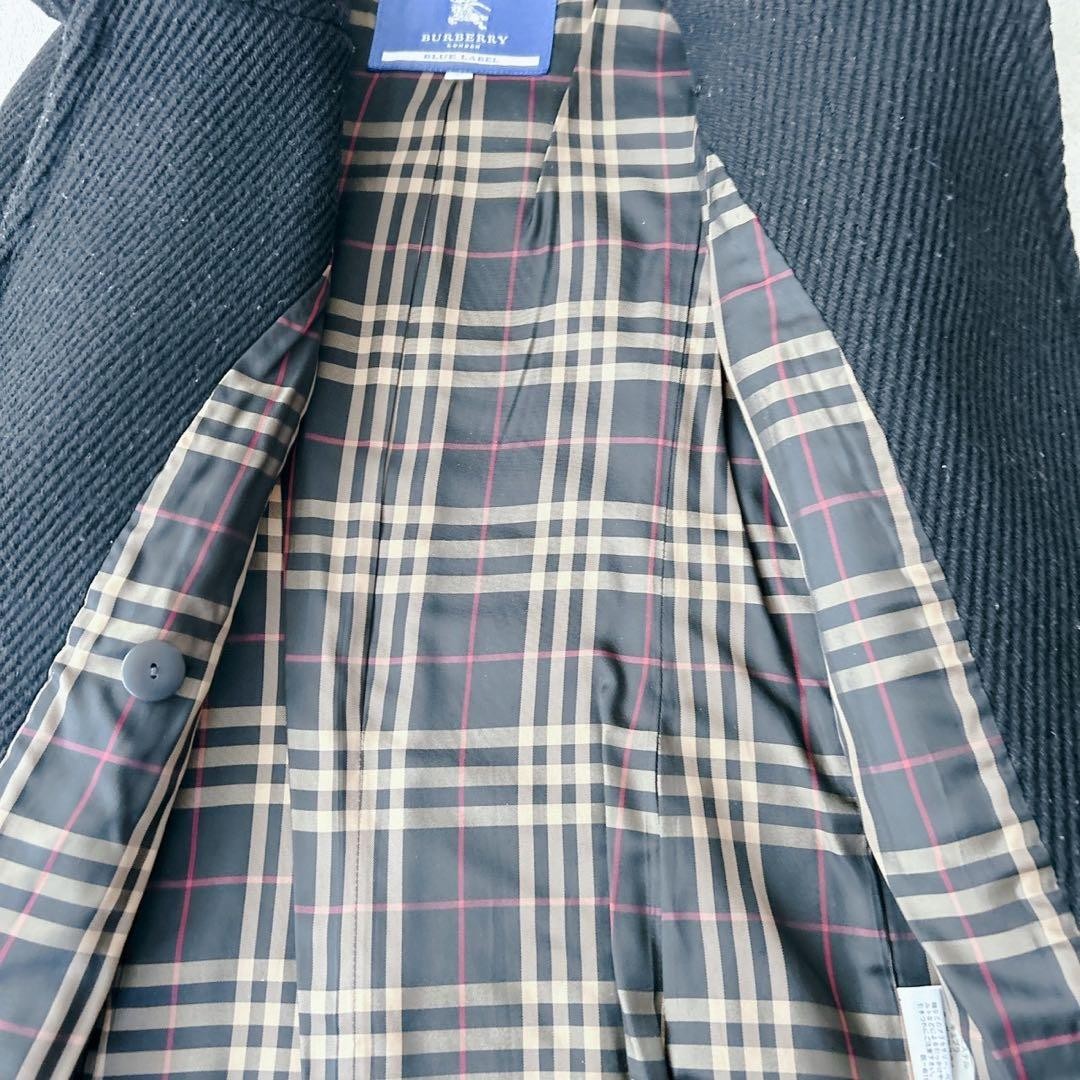 BURBERRY BLUE LABEL Nova Check Trench Coat Women Size 38 S Black From Japan thumbnail 13