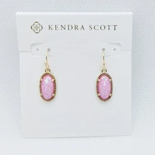 New Kendra Scott Lee Gold Drop Earrings In Carnation Pink Opal