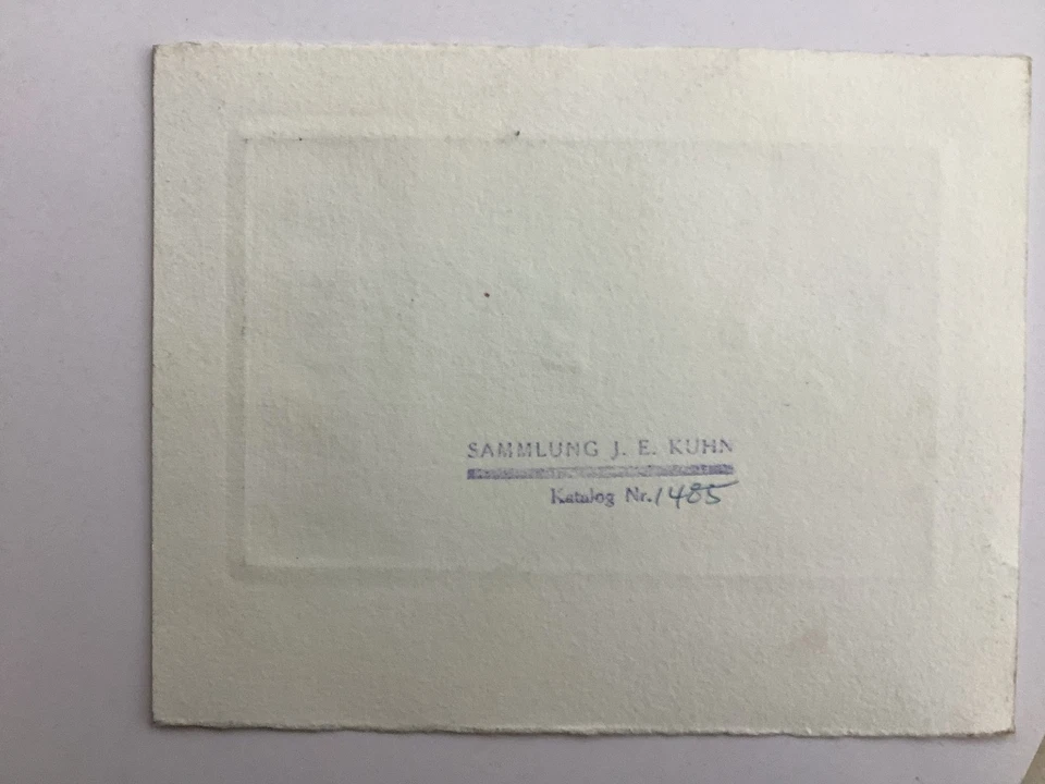 Altes Bild handsignierte Radierung rückseitig Sammlungsstempel & Katalognummer - Bild 4 von 4