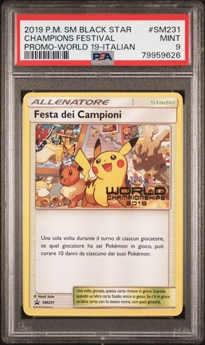 PSA 9 MINT Festa dei Campioni SM231 Champion's Festival Pikachu Black Star Promo