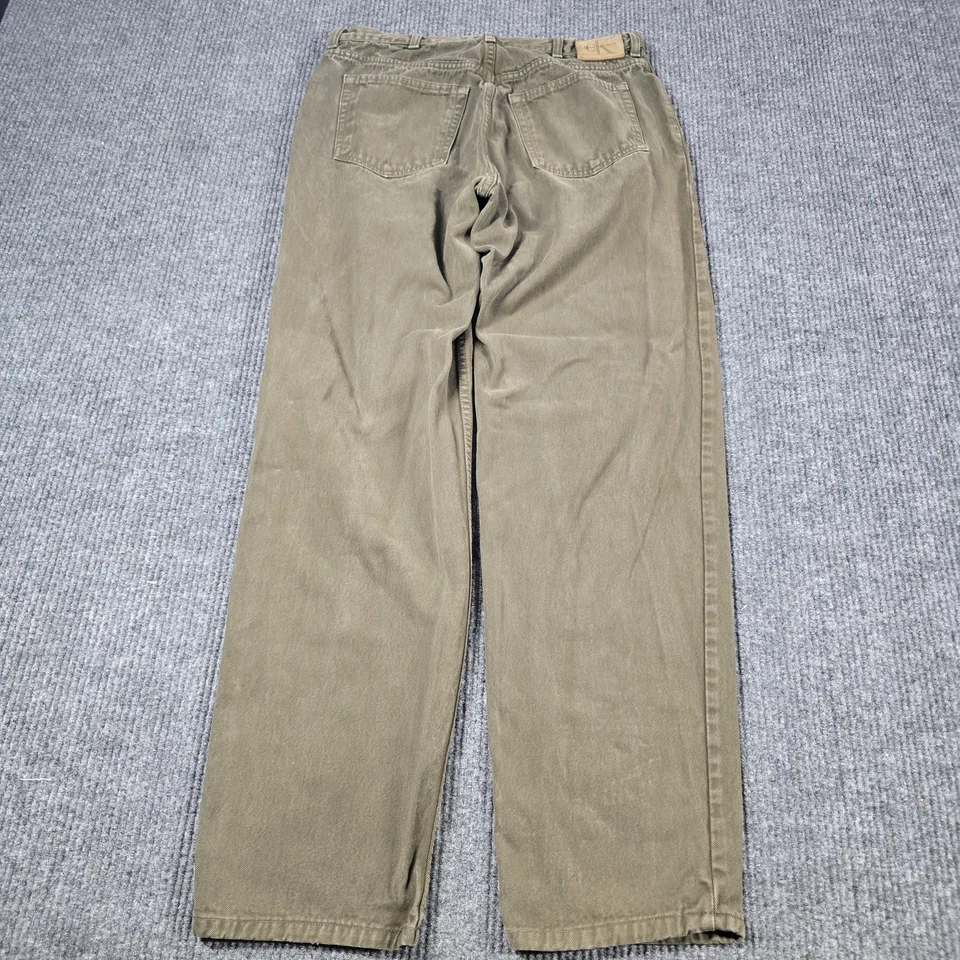 Vintage 90s Calvin Klein Jeans Mens Jeans 36x32 Green Straight Made USA 34x32 - Image 2 of 4