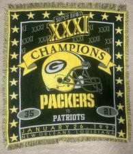 Tapiz de colección Green Bay Packers Super Bowl XXXI Patriots 50x56
