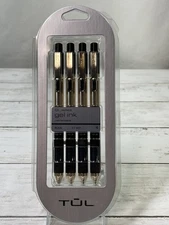 TUL Retractable Gel Ink Pens, 0.7 mm Medium Point, Black Ink, 4-Pack, New