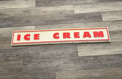 Vintage Large Plastic Ice Cream Advertising Sign 48x8”