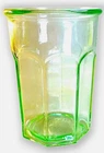 2 Vintage Anchor Hocking Green Uranium Glass Octagonal Jelly Tumbler UV Glows