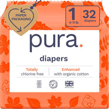 Hypoallergenic Diapers, Size 1 4-11 Lbs , Newborn, Totally Chlorine Free, Wetne