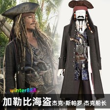 Pirates of the Caribbean Jack Sparrow Captain Cosplay Coat Men's Clothing Outfit