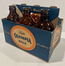 Set of 6 Vintage Olympia Beer Brown Stubby 11 Oz Bottle EMPTY  Breweriana
