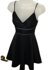 Blue Rain Little Black Dress Woman's XXS Lace Strap Top Cut Out Flare Skirt