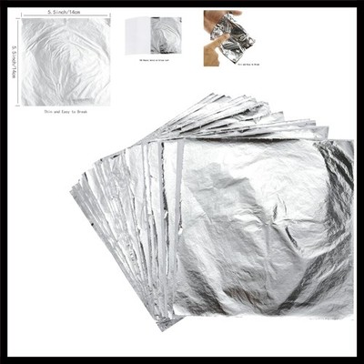 Imitation Leaf for Gilding Crafting, Silver Imitation Sheets for Furniture De...