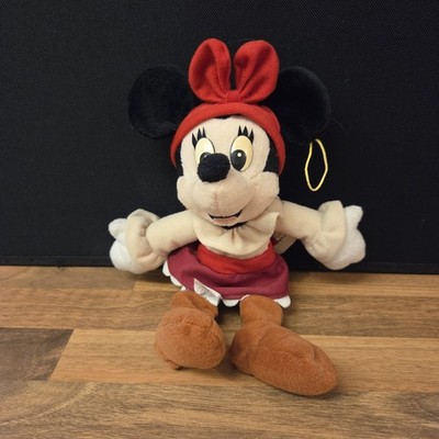Vintage Walt Disney World Pirat Minnie Mouse 10 Zoll Sitzsack Plüsch mit Etikett