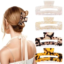 4Pcs Women Tortoise Hair Claw Clips Stylish Hair Accessories for Thick Thin Hair