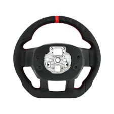 Perforated Leather Steering Wheel For 17-22 Ford F250 F350 D-shape Red Stitching Perforated Leather Steering Wheel For 17-22 Ford F250 F350 D-shape Red Stitching