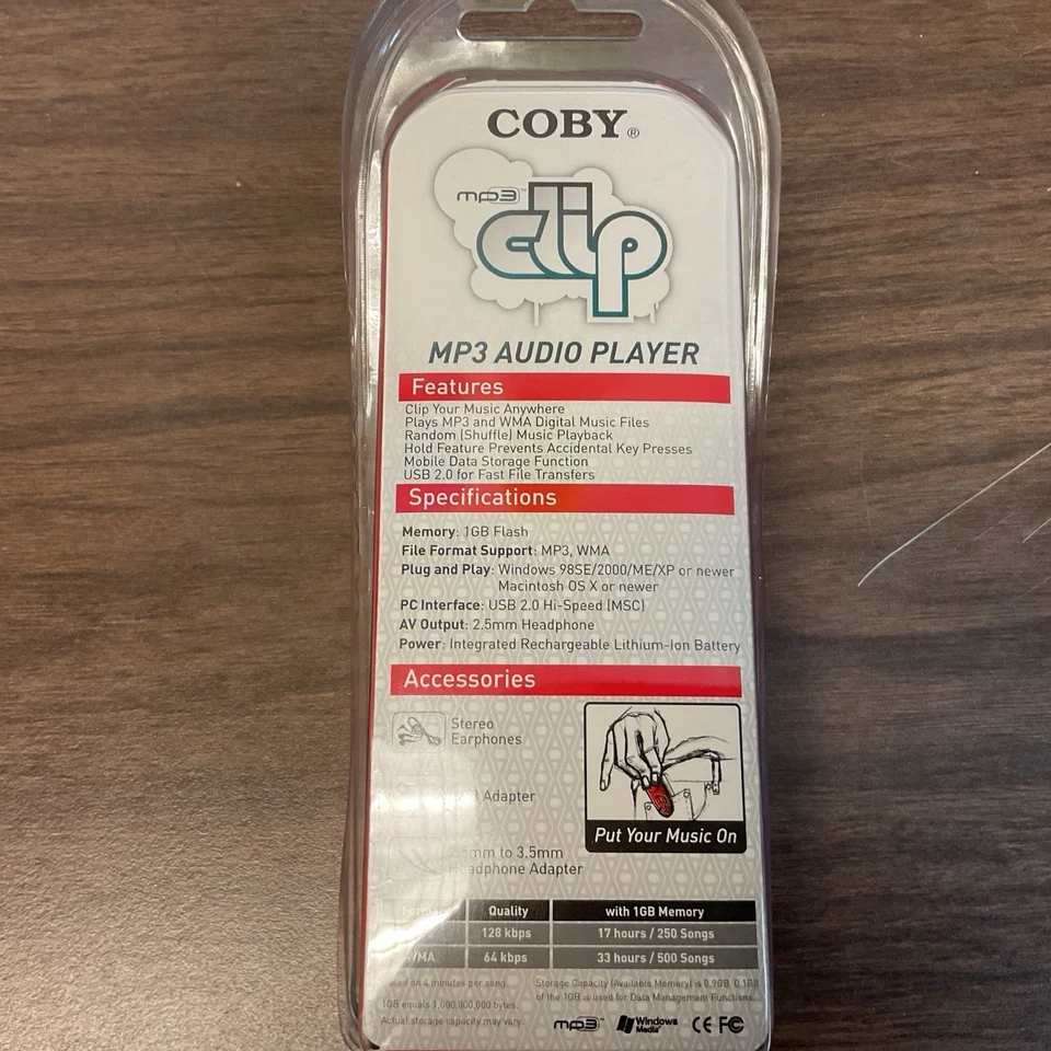 COBY 1GB MP-C582 MP3 Audio Player Clip Black Sealed NEW Vintage 500 Songs - Image 2 of 4