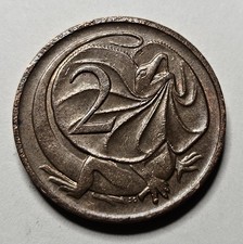 1976 Australia 2 Two Cents - Bronze - Frill-Necked Lizard - World Coin