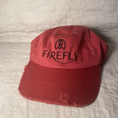 RARE District Red Adjustable FIREFLY Factory Distressed Embroidered Cap #G102