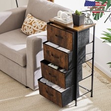 4 Drawer Fabric Storage Cabinet Industrial Chest Organizer Living Room Bedroom