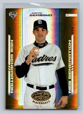 JUSTIN GERMANO 2004 LEAF CERTIFIED MATERIALS #242 NEW GEN GOLD MIRROR SP 17/25