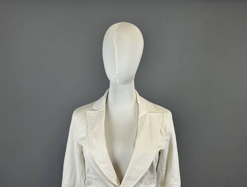 DSQUARED2 White Lagenlook Vintage Cropped Lightweight Blazer Jacket Size IT 44 - Picture 2 of 13