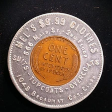 NICE Encased 1935-p Lincoln cent - Mel's $9.99 Clothes, Buffalo, New York