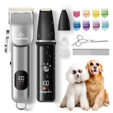 Dog Grooming Kit Clippers Thick Curly Coats Cordless Rechargeable Low Noise Pets