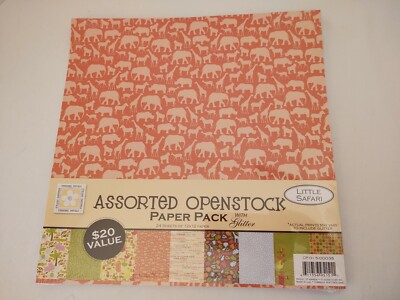 Pressed Petals Assorted Open stock Paper Pack With Glitter Little Safari 24 pc.