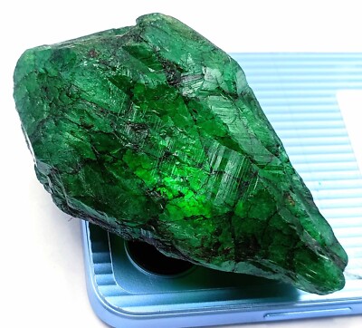 DYED 639 CT EGL CERTIFIED BRAZILIAN GREEN EMERALD TRANSLUCENT ROUGH GEMSTONE