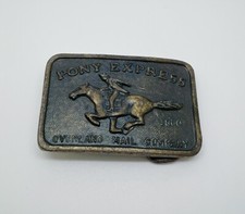 VINTAGE 1970s PONY EXPRESS 1860 BELT BUCKLE OVERLAND MAIL POSTAL COMPANY