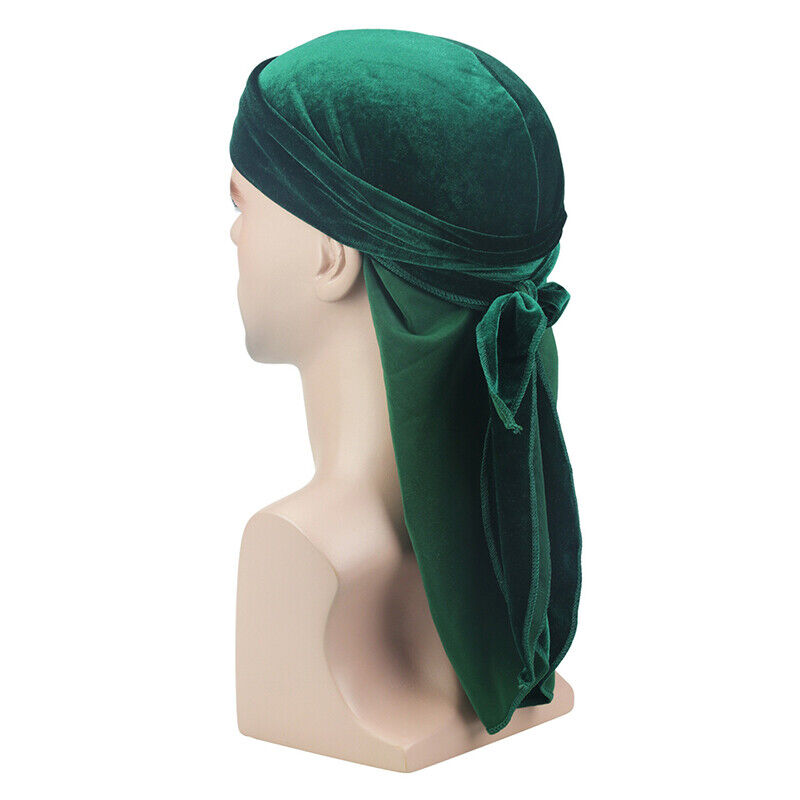 homozy Mens Velvet Bandana Hat Durag Boné De Cauda Longa Headwrap