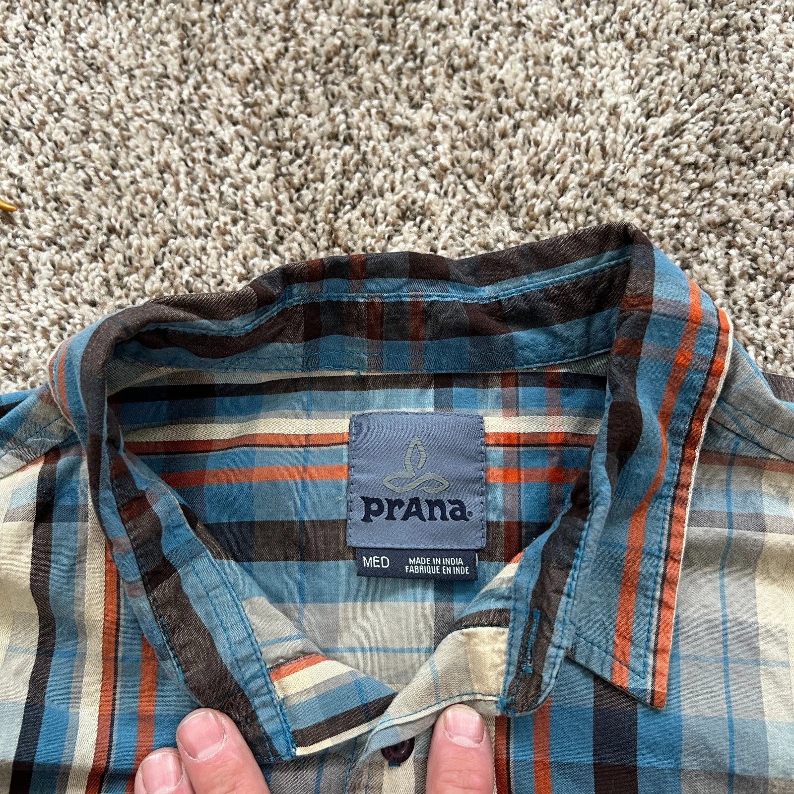 prana organic cotton plaid long sleeve button up outdoor shirt