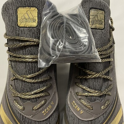 adidas Icon V Boost Baseball Cleats Grey Gold Metallic Men display picture 3