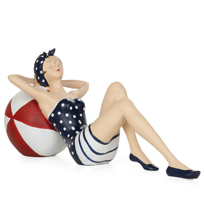 Moritz-Design Deko-Figur Badenixe im Badeanzug entspannt sich auf Wasserball