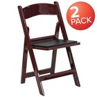Flash Furniture 2-Pk HERCULES Mahogany Folding, Black Vinyl - 2-LE-L-1-MAH-GG