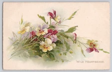 VTG POSTCARD A/S CATHERINE KLEIN Wild Heartsease 2618 TUCK TIME OF FLOWERS