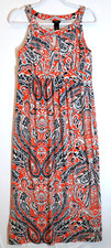 Ann Taylor Maxi Dress Small PETITE Sleeveless High Waist Paisley Boho Beach Pool