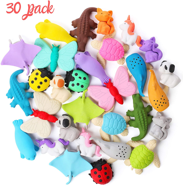 Mr. Pen Eraser, 30 Pack, Animal Erasers, Puzzle Erasers, Take Apart
