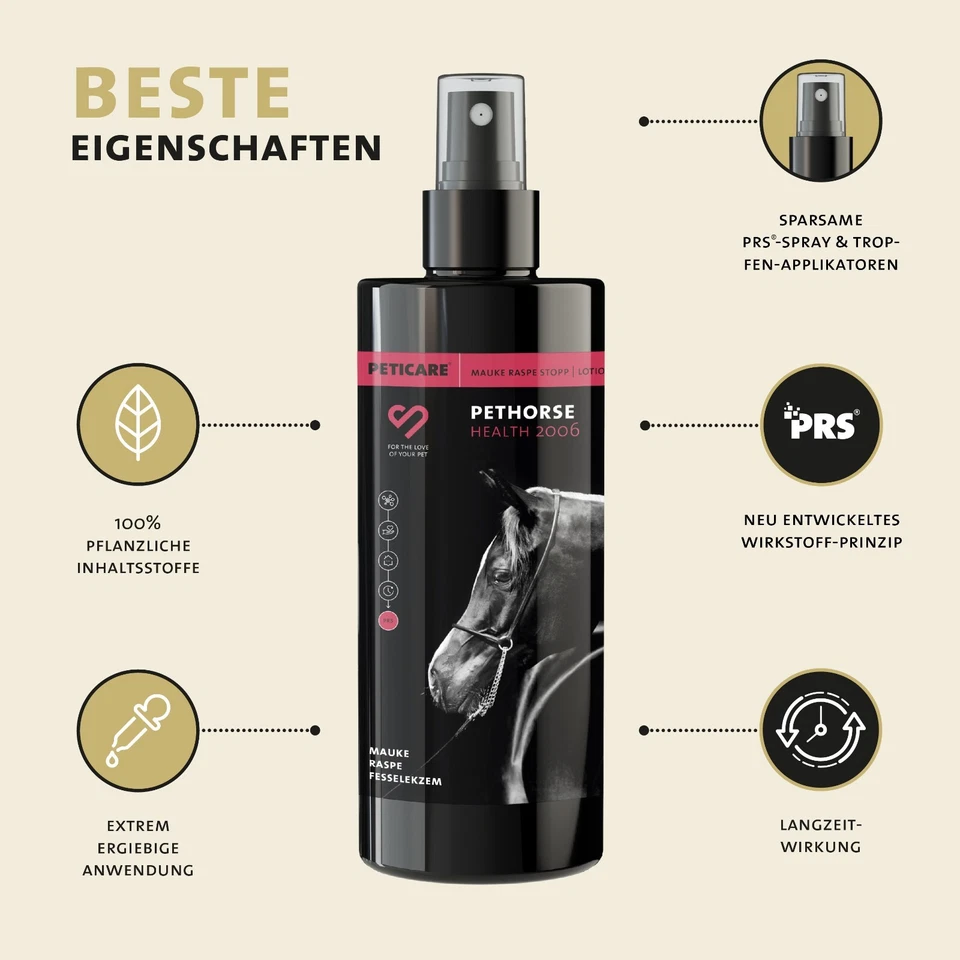 Peticare Spezial Mittel für Pferde | gegen Mauke Raspe Fesselekzem | 250 ml - Bild 4 von 4