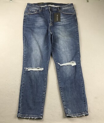 Risen Jeans Womens 3XL Blue Denim Distressed Straight High Rise NWT
