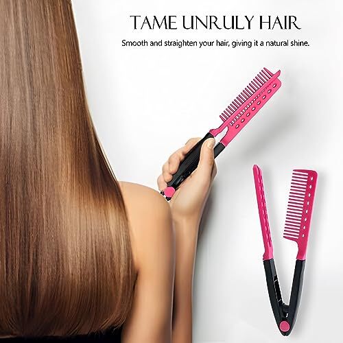 Hair Straightening Comb Set - 2-Pack Flat Iron Comb for Beautiful Tresses, Hair - Picture 10 of 12
