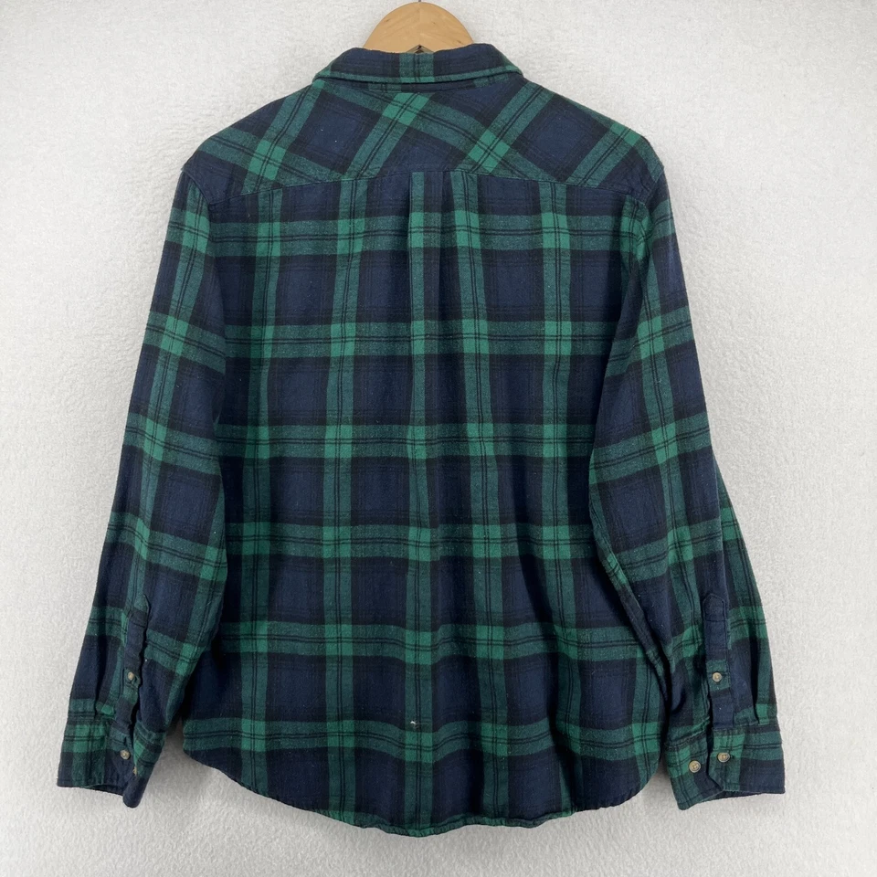 Camisa CLOUDVEIL Para Hombres XL Franela Reloj Negro A Cuadros Abotonada Algodón Occidental Verde Foto 3 de 4