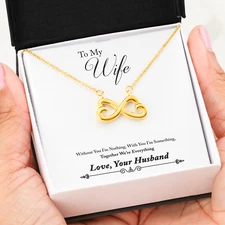 To My Wife Necklace Infinity Heart Pendant Gifts From Husband Message Card