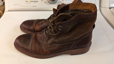 TRASK Mens Union Shearling Boots 13 M Cap Toe Sherpa Lined 