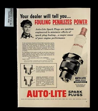 1955 Auto-Lite Spark Plugs Car Parts Service Engine Vintage Print Ad 33728