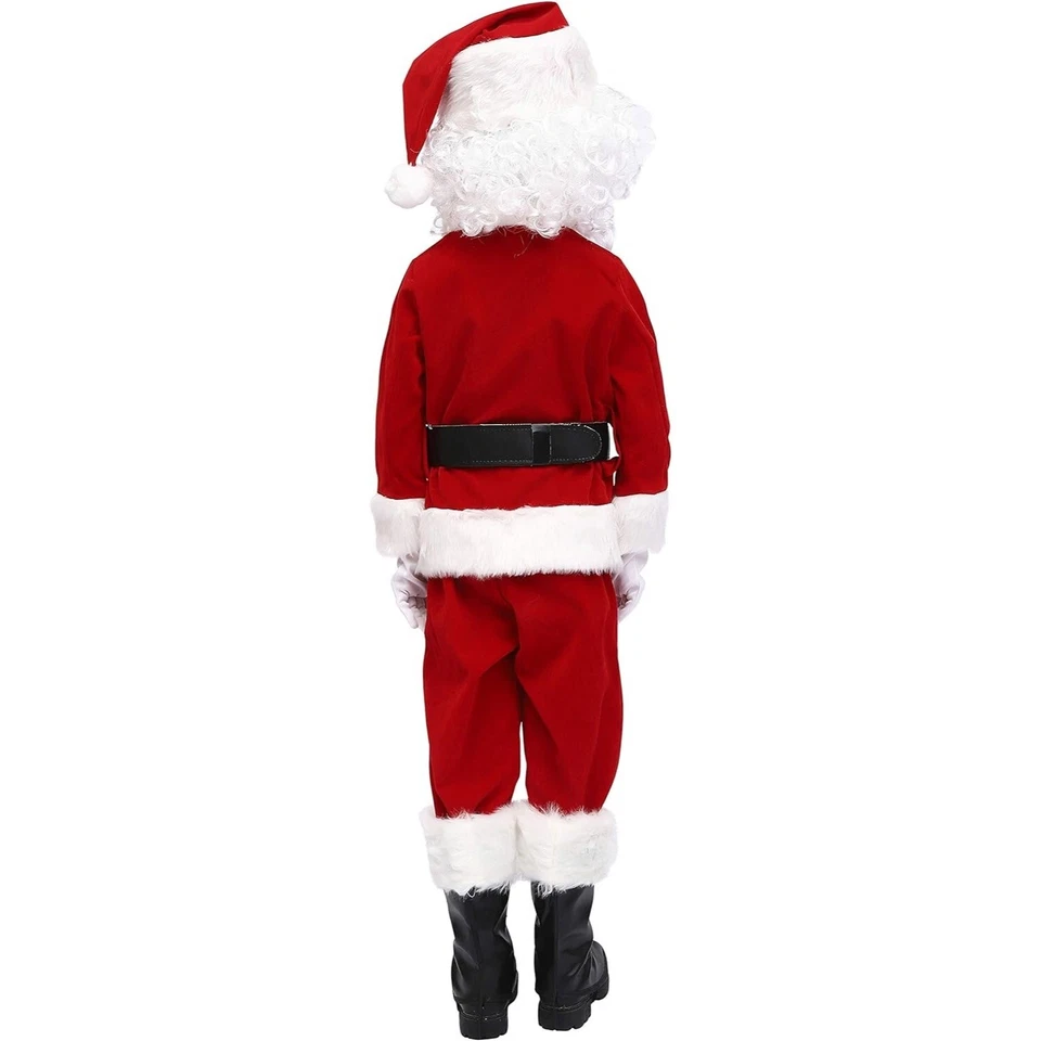 11 Pcs Kids Santa Costume Deluxe Kids Santa Suit Toddler Santa Claus Costume - Image 4 of 4