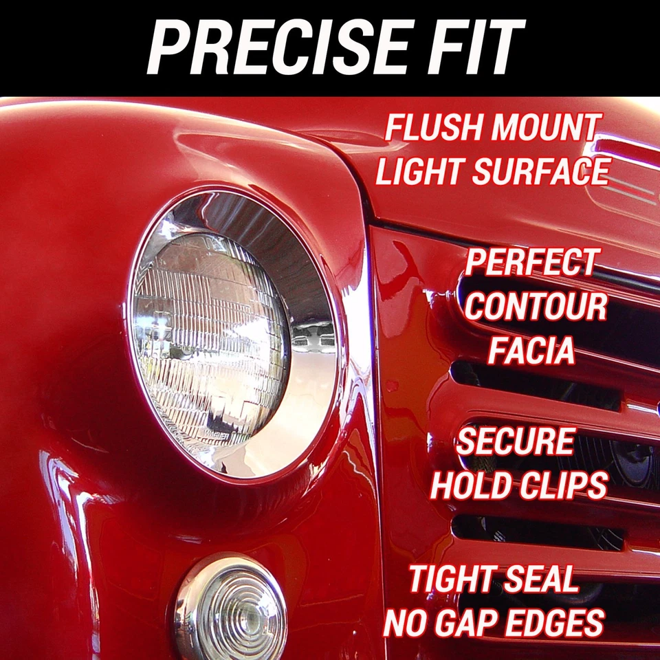 Recessed Frenched Headlight Chrome Trim Ring Pair 7" Flush Mount Bucket Bezel  - Изображение 3 из 4