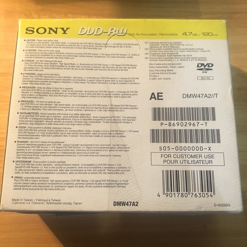Sony Lot de 5 DVD+RW 2x vitesses 4,7 Go réenregistrables dans étui bijou DMW47A2 *neuf dans sa boîte* - Photo 7/11
