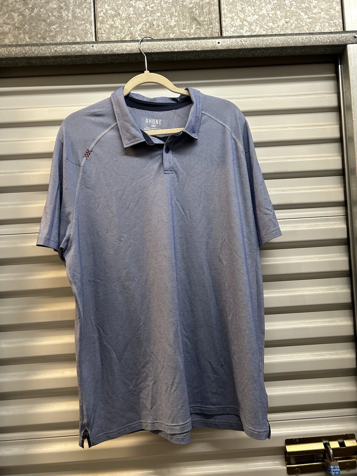 Rhone XXL Blue Polo Shirt Button Collar Short Sleeve Tee Golf Activewear 141364
